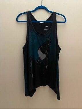 Disney Black & Teal Maleficent Graphic Tank Top